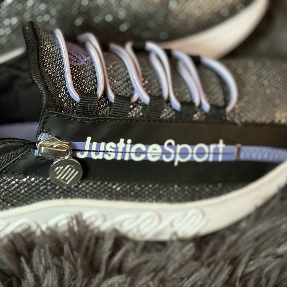 Justice Black and Silver Kids Sneakers